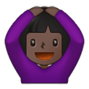 🙆🏿‍♀️ Emoji Frau mit Händen auf dem Kopf: dunkle Hautfarbe Samsung One UI 3.1.1.