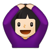 🙆🏻‍♀️ Emoji Frau mit Händen auf dem Kopf: helle Hautfarbe Samsung One UI 3.1.1.