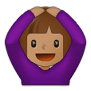 🙆🏽‍♀️ Emoji Frau mit Händen auf dem Kopf: mittlere Hautfarbe Samsung One UI 3.1.1.