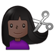 Émoji 💇🏿‍♀️ Femme Qui Se Fait Couper Les Cheveux : Peau Foncée sur Samsung One UI 3.1.1.