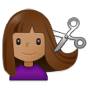 💇🏽‍♀️ Emoji Mulher Cortando O Cabelo: Pele Morena na Samsung One UI 3.1.1.