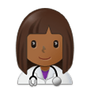 👩🏾‍⚕️ Emoji Mulher Profissional Da Saúde: Pele Morena Escura na Samsung One UI 3.1.1.