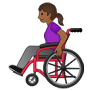 👩🏾‍🦽 Emoji Frau in manuellem Rollstuhl: mitteldunkle Hautfarbe Samsung One UI 3.1.1.