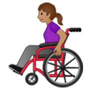 👩🏽‍🦽 Emoji Frau in manuellem Rollstuhl: mittlere Hautfarbe Samsung One UI 3.1.1.