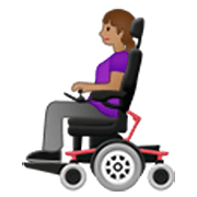 👩🏽‍🦼 Emoji Frau in elektrischem Rollstuhl: mittlere Hautfarbe Samsung One UI 3.1.1.