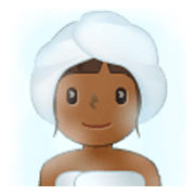 🧖🏾‍♀️ Emoji Frau in Dampfsauna: mitteldunkle Hautfarbe Samsung One UI 3.1.1.