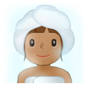 🧖🏽‍♀️ Emoji Frau in Dampfsauna: mittlere Hautfarbe Samsung One UI 3.1.1.