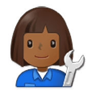 👩🏾‍🔧 Emoji Mecânica: Pele Morena Escura na Samsung One UI 3.1.1.