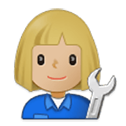 👩🏼‍🔧 Emoji Mecánica: Tono De Piel Claro Medio en Samsung One UI 3.1.1.