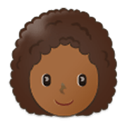 👩🏾‍🦱 Emoji Mulher: Pele Morena Escura E Cabelo Cacheado na Samsung One UI 3.1.1.