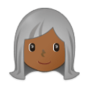 👩🏾‍🦳 Emoji Mujer: Tono De Piel Oscuro Medio Y Pelo Blanco en Samsung One UI 3.1.1.