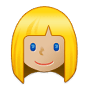 Émoji 👱🏼‍♀️ Femme Blonde : Peau Moyennement Claire sur Samsung One UI 3.1.1.