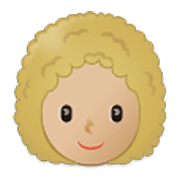 Émoji 👩🏼‍🦱 Femme : Peau Moyennement Claire Et Cheveux Bouclés sur Samsung One UI 3.1.1.