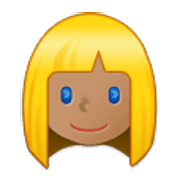 Émoji 👱🏽‍♀️ Femme Blonde : Peau Légèrement Mate sur Samsung One UI 3.1.1.