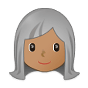 Émoji 👩🏽‍🦳 Femme : Peau Légèrement Mate Et Cheveux Blancs sur Samsung One UI 3.1.1.