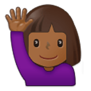 🙋🏾‍♀️ Emoji Mulher Levantando A Mão: Pele Morena Escura na Samsung One UI 3.1.1.