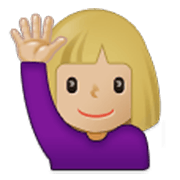 🙋🏼‍♀️ Emoji Frau mit erhobenem Arm: mittelhelle Hautfarbe Samsung One UI 3.1.1.