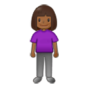 🧍🏾‍♀️ Emoji stehende Frau: mitteldunkle Hautfarbe Samsung One UI 3.1.1.