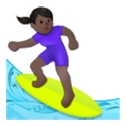 🏄🏿‍♀️ Emoji Mulher Surfista: Pele Escura na Samsung One UI 3.1.1.