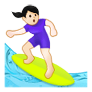 🏄🏻‍♀️ Emoji Mujer Haciendo Surf: Tono De Piel Claro en Samsung One UI 3.1.1.