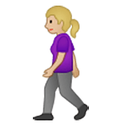 🚶🏼‍♀️ Emoji Mujer Caminando: Tono De Piel Claro Medio en Samsung One UI 3.1.1.