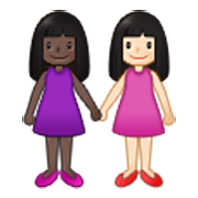 Émoji 👩🏿‍🤝‍👩🏻 Deux Femmes Se Tenant La Main : Peau Foncée Et Peau Claire sur Samsung One UI 3.1.1.
