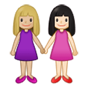 👩🏼‍🤝‍👩🏻 Emoji händchenhaltende Frauen: mittelhelle Hautfarbe, helle Hautfarbe Samsung One UI 3.1.1.