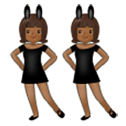 👯🏾‍♀️ Emoji Mujeres Con Orejas De Conejo, Tono De Piel Oscuro Medio en Samsung One UI 3.1.1.
