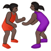 🤼🏿‍♀️ Emoji Mujeres Luchando, Tono De Piel Oscuro en Samsung One UI 3.1.1.