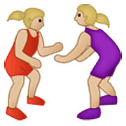 🤼🏼‍♀️ Emoji Mujeres Luchando, Tono De Piel Claro Medio en Samsung One UI 3.1.1.