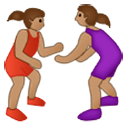 🤼🏽‍♀️ Emoji Mujeres Luchando, Tono De Piel Medio en Samsung One UI 3.1.1.