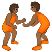 🤼🏾 Emoji Personas Luchando, Tono De Piel Oscuro Medio en Samsung One UI 3.1.1.
