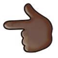 👈🏿 Emoji Dorso Da Mão Com Dedo Indicador Apontando Para A Esquerda: Pele Escura na Samsung One UI 4.0 January 2022.