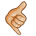 Emoji 🤙🏼 Mano Con Gesto Di Chiamata: Carnagione Abbastanza Chiara su Samsung One UI 4.0 January 2022.