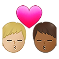 👨🏼‍❤️‍💋‍👨🏾 Emoji sich küssendes Paar - Mann: mittelhelle Hautfarbe, Mann: mitteldunkle Hautfarbe Samsung One UI 4.0 January 2022.