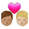 👨🏽‍❤️‍💋‍👨🏼 Emoji sich küssendes Paar - Mann: mittlere Hautfarbe, Mann: mittelhelle Hautfarbe Samsung One UI 4.0 January 2022.