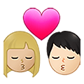 👨🏼‍❤️‍💋‍👩🏻 Emoji Beso - Hombre: Tono De Piel Claro Medio, Mujer: Tono De Piel Claro en Samsung One UI 4.0 January 2022.