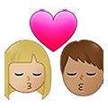 👨🏼‍❤️‍💋‍👩🏽 Emoji Beso - Hombre: Tono De Piel Claro Medio, Mujer: Tono De Piel Medio en Samsung One UI 4.0 January 2022.