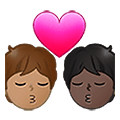 🧑🏽‍❤️‍💋‍🧑🏿 Emoji sich küssendes Paar: Person, Person, mittlere Hautfarbe, dunkle Hautfarbe Samsung One UI 4.0 January 2022.