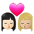 👩🏻‍❤️‍💋‍👩🏼 Emoji Beso - Mujer: Tono De Piel Claro, Mujer: Tono De Piel Claro Medio en Samsung One UI 4.0 January 2022.
