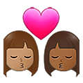👩🏽‍❤️‍💋‍👩🏾 Emoji sich küssendes Paar - Frau: mittlere Hautfarbe, Frau: mitteldunkle Hautfarbe Samsung One UI 4.0 January 2022.