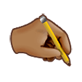 Emoji 🖎🏽 Mano sinistra scrivente, modificatore emoji Fitzpatrick tipo 4 su Samsung One UI 4.0 January 2022.