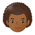 👨🏾‍🦱 Emoji Hombre: Tono De Piel Oscuro Medio Y Pelo Rizado en Samsung One UI 4.0 January 2022.