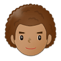 Emoji 👨🏽‍🦱 Uomo: Carnagione Olivastra E Capelli Ricci su Samsung One UI 4.0 January 2022.