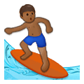 🏄🏾‍♂️ Emoji Homem Surfista: Pele Morena Escura na Samsung One UI 4.0 January 2022.