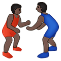 🤼🏿‍♂️ Emoji Hombres Luchando, Tono De Piel Oscuro en Samsung One UI 4.0 January 2022.