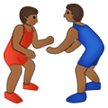 🤼🏾‍♂️ Emoji Hombres Luchando, Tono De Piel Oscuro Medio en Samsung One UI 4.0 January 2022.