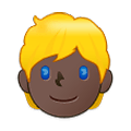 👱🏿 Emoji Persona Adulta Rubia: Tono De Piel Oscuro en Samsung One UI 4.0 January 2022.