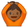 🙆🏾 Emoji Person mit Händen auf dem Kopf: mitteldunkle Hautfarbe Samsung One UI 4.0 January 2022.