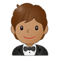 🤵🏽 Emoji Person im Smoking: mittlere Hautfarbe Samsung One UI 4.0 January 2022.